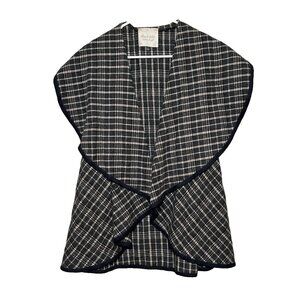 Altar D'State Women's open vest dressy casual lapel neck check size L black